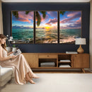 Hawaii Beach Sunset Canvas Wall Art Print, Tropical Ocean Landscape Artwork, Palm Tree Coastal Decor for Living Room Bedroom by MyGreatCanvas | Canvas Wall Art Prints | Photo Prints & Wall Decor