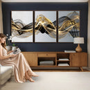 Black and Gold Abstract Wall Art, Modern Wave Canvas Print, Elegant Flowing Smoke Art, Luxury Living Room Decor by MyGreatCanvas | Canvas Wall Art Prints | Photo Prints & Wall Decor