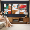 Blue Teal Abstract Canvas Wall Art, Modern Textured Painting Print, Navy Orange White Contemporary Art, Neutral Living Room Decor, Office Art by MyGreatCanvas | Canvas Wall Art Prints | Photo Prints & Wall Decor