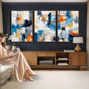 Blue Teal Abstract Canvas Wall Art, Modern Textured Painting Print, Navy Orange White Contemporary Art, Neutral Living Room Decor, Office Art by MyGreatCanvas | Canvas Wall Art Prints | Photo Prints & Wall Decor