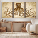 Sepia Octopus Wall Art Abstract Animal Canvas Print