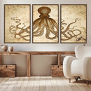 Sepia Octopus Wall Art Abstract Animal Canvas Print