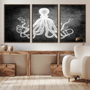 Black White Octopus Wall Art Canvas Print by MyGreatCanvas | Canvas Wall Art Prints | Photo Prints & Wall Decor