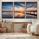Wooden Pier on Seascape and Sunset Wall Art Canvas Print by MyGreatCanvas | Canvas Wall Art Prints | Photo Prints & Wall Decor