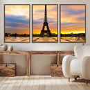 Paris Eiffel Tower Sunset Canvas Wall Art Print - Iconic