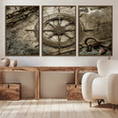 Wooden Ship Wheel Canvas Print, Multi Panel Canvas Wall Art