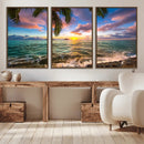 Framed Tropical Sunset Art Canvas Print