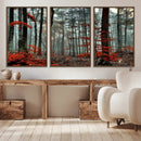 Autumn Forest Wall Art – Enchanting Red Leaves Canvas Print,