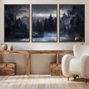 Night Landscape and Trees Wall Art Canvas Print
