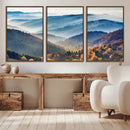 Misty Mountain Sunrise Triptych Canvas Print – Autumn by MyGreatCanvas | Canvas Wall Art Prints | Photo Prints & Wall Decor