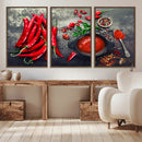 Red Chili Peppers Wall Art Kitchen Artwork Canvas Print by MyGreatCanvas | Canvas Wall Art Prints | Photo Prints & Wall Decor