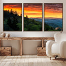 Forest Landscape Wall Art Sunset Canvas, Forest Sunset