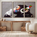 Dj Monkey Listening to Music Wall Art Print | Banksy Monkey by MyGreatCanvas | Canvas Wall Art Prints | Photo Prints & Wall Decor