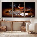 Whiskey Cigar Wall Art Canvas Print Kitchen Wall