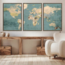 Classic World Map Canvas Print – Framed Vintage Map Wall by MyGreatCanvas | Canvas Wall Art Prints | Photo Prints & Wall Decor
