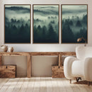 Misty Forest Wall Art Premium Canvas Print a Foggy and