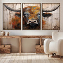 Scottish Highland Cow Cattle Art Print on Wood Style by MyGreatCanvas | Canvas Wall Art Prints | Photo Prints & Wall Decor