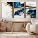Gold Marble Art - Abstract Geode Gold And Blue Marble Shape