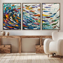 Modern Abstract Fish Shoal Wall Art Canvas Print, Colorful by MyGreatCanvas | Canvas Wall Art Prints | Photo Prints & Wall Decor