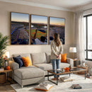 Dodger Stadium Sunset Game Triple Canvas Wall Art - Los