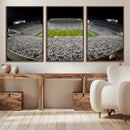 Beaver Stadium Night Game Triple Canvas Wall Art - Penn