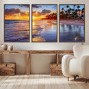 Serene Beach Sunset Wall Art Canvas- Coastal Seascape Print