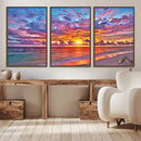 Vibrant Sunset Beach Wall Art - Ocean Sunset Canvas Print |