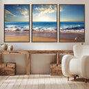 Serene Ocean Sunset Canvas Wall Art - Beach Waves at Sunset,