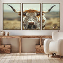 Texas Cow Longhorn Wall Art Canvas Print for Farm House Wall by MyGreatCanvas | Canvas Wall Art Prints | Photo Prints & Wall Decor