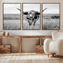 Texas Cow Longhorn Wall Art Canvas Print for Farm House Wall