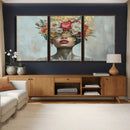 Golden Petal Wall Art Canvas Print - Silhouette Woman Wall