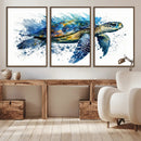 Turtle Wall Art Canvas Print, Framed Watercolor Turtle Art