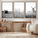 Vintage Farmhouse Black and White Triptych Wall Art – Giclee