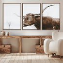 Rustic Bull Wall Art Canvas Print – Modern Longhorn