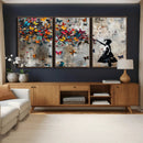 Banksy Wall Art - Banksy Girl and Butterfly Explosion Wall