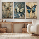 Butterfly Wall Art Trio | Vintage Butterfly Canvas Print | by MyGreatCanvas | Canvas Wall Art Prints | Photo Prints & Wall Decor