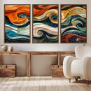 Abstract Wave Wall Art | Ready to Hang Framed Canvas Print |