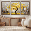 Golden Tree Canvas Print | Abstract Wall Art for Modern