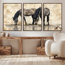 Chinese Style Abstract Black Horses Wall Art Canvas Print - by MyGreatCanvas | Canvas Wall Art Prints | Photo Prints & Wall Decor