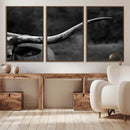 Cow Longhorn Wall Art | Black and White Print | Ready to by MyGreatCanvas | Canvas Wall Art Prints | Photo Prints & Wall Decor