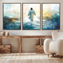Watercolor Jesus Walking on Water Canvas Print, Christian