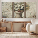 Abstract Floral Women Patel Wall Art Canvas Print