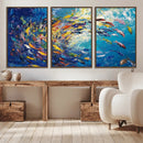 Colorful Swirling Fish School Wall Art Canvas Print |