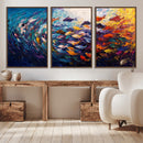 Vibrant Abstract Fish Swarm Art – Colorful Fish Inspired