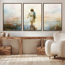 Framed Jesus Walking on Water Wall Art - 3-Panel Christian
