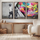 Banksy Print - Street Art Canvas Wall Art - Kids Revealing