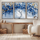 Blue and Gold Abstract Tree Wall Art Canvas Print | Modern