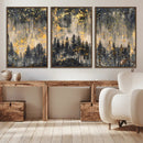 Golden Forest Abstract Wall Art | Dark Forest with Gold
