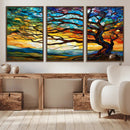 Vibrant Mosaic Tree of Life Wall Art | Stained Glass Style