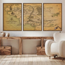 Middle Earth Map Canvas Wall Art – Vintage Fantasy Map